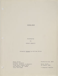 Lot #6020  Prince 1983 Purple Rain Original Screenplay and Crew List - Image 3