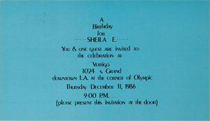 Lot #6104  Prince 1986 Shiela E 29th Birthday Party Original Artwork and Two Card Invitations - Image 6