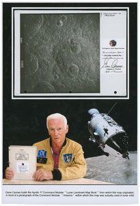 Lot #9183 Gene Cernan's Apollo 17 Flown Lunar Landmark Map