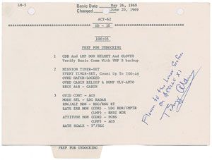 Lot #9158  Apollo 11 LM Flown Page With Neil