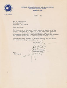 Lot #9030 Neil Armstrong 1963 Typed Letter Signed