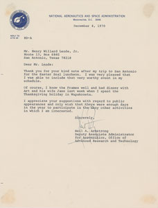 Lot #9076 Neil Armstrong 1970 Typed Letter Signed