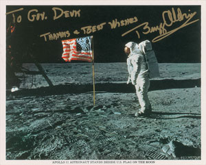 Lot #9070 Buzz Aldrin Pair of Signed Photographs