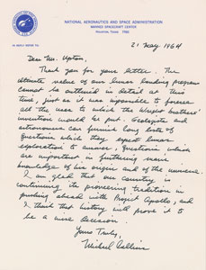 Lot #9040 Michael Collins 1964 Handwritten Letter