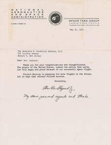 Lot #9024 Alan Shepard 1961 Typed Letter Signed