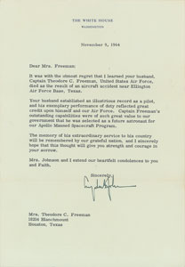 Lot #9043 Theodore C. Freeman: Signed Letter of Condolence from Lyndon B. Johnson