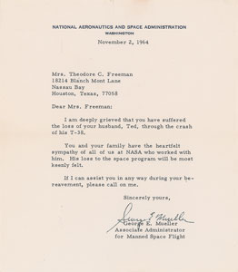 Lot #9041 Theodore C. Freeman: Signed Letter of Condolence from George E. Mueller