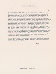 Lot #9075 Apollo 11: Wernher von Braun 1969 Typed Letter Signed - Image 2