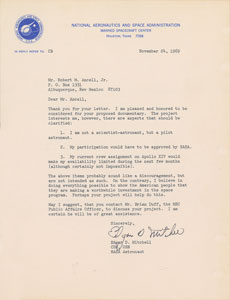 Lot #9098 Edgar Mitchell 1969 Typed Letter Signed - Image 1