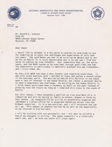 Lot #9099 Stuart Roosa 1976 Typed Letter Signed