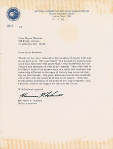 Lot #9131 Harrison Schmitt 1973 Typed Letter Signed