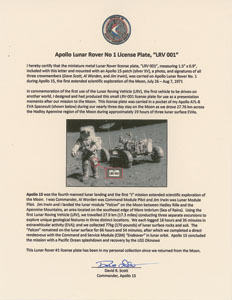 Lot #9174 Dave Scott’s Apollo 15 Lunar Surface-Flown License Plate Crew-Signed Display - Image 3