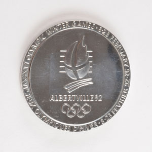 Lot #3111  Albertville 1992 Winter Olympics Chrome Participation Medal - Image 2