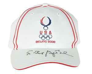 Lot #3134 George and George W. Bush Signed Beijing 2008 Summer Olympics Team USA Hat - Image 1