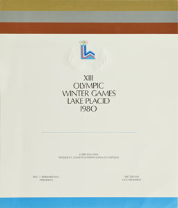 Lot #3098  Lake Placid 1980 Winter Olympics Winner's Diploma - Image 1