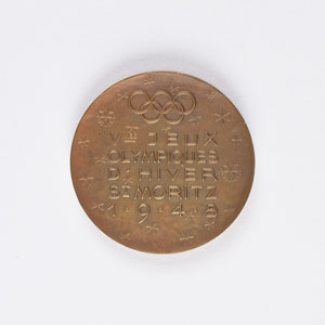 Lot #3060  St. Moritz 1948 Winter Olympics Bronze Participation Medal - Image 1
