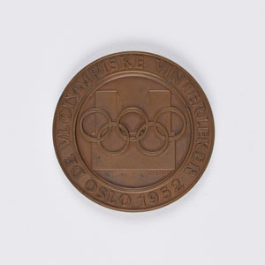 Lot #3063  Oslo 1952 Winter Olympics Copper Participation Medal - Image 1
