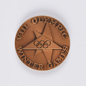 Lot #3073  Squaw Valley 1960 Winter Olympics Bronze Participation Medal - Image 1