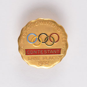 Lot #3042  Lake Placid 1932 Winter Olympics Contestant Badge