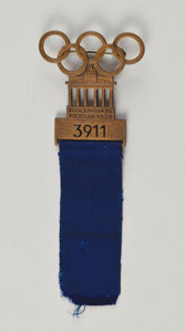 Lot #892  Berlin 1936 Summer Olympics Swimming Participation Badge - Image 1