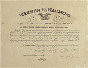 Lot #193 Warren G. Harding - Image 1