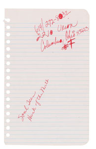 Lot #4012  Prince Handwritten Notes