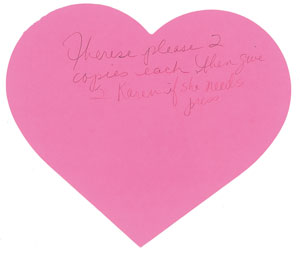 Lot #4169  Prince Handwritten Heart Note