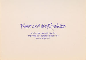 Lot #2774  Prince Purple Rain Tour 'Thank You' Card  - Image 2