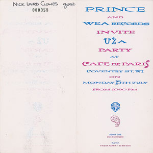 Lot #4145  Prince Pair of (2) Lovesexy Aftershow Party Invitations - Image 2
