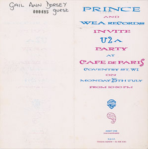 Lot #4145  Prince Pair of (2) Lovesexy Aftershow Party Invitations - Image 4