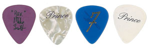 Lot #4214  Prince Group of (4) Guitar Picks and (2) NPG Cassettes - Image 1