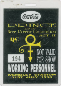 Lot #4189  Prince Group of (5) 1993 Wembley Passes - Image 2