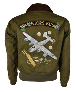 Lot #149  WWII USAAF 8th Air Force B-10 Flight Jacket with Painted Decorations - Image 2