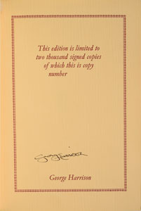 Lot #5032 George Harrison Signed Book - Image 1