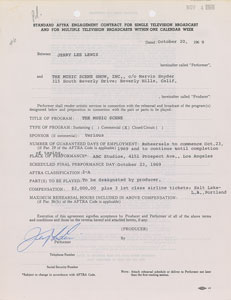 Lot #5134 Jerry Lee Lewis Signed Document