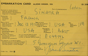 Lot #5346 Frank Sinatra Signed Document