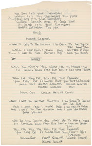 Lot #5028 Mal Evans Handwritten Lyrics