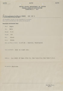 Lot #5094 Jimi Hendrix Signed 1969 Toronto Arrest Fingerprint Card - Image 4