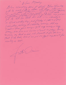 Lot #5126 Fats Domino Handwritten Lyrics for 'Blue Monday' - Image 1