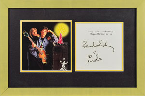 Lot #5056 Paul and Linda McCartney Signed Card - Image 1