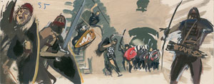 Lot #5355 The Vikings Production Art Storyboard Paintings - Image 1