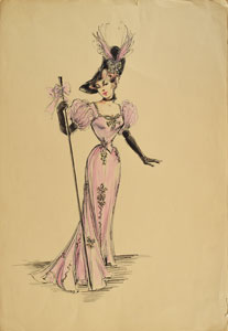 Lot #5364 Joan Collins Costume Sketch from The Girl in the Red Velvet Swing - Image 1