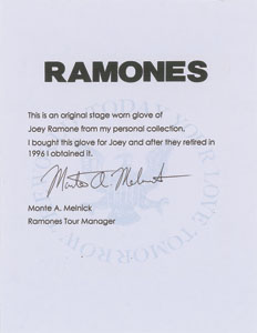 Lot #5244 Joey Ramone Stage-Worn Glove - Image 3