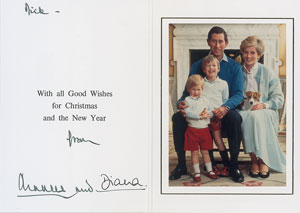 Lot #5533  Princess Diana and Prince Charles Signed Christmas Card - Image 1