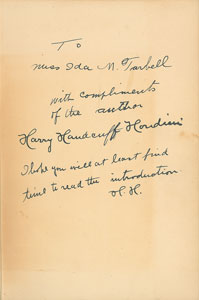 Lot #5271 Harry Houdini Signed Book - Image 1