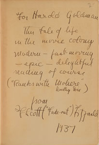 Lot #5525 F. Scott Fitzgerald Signed Book