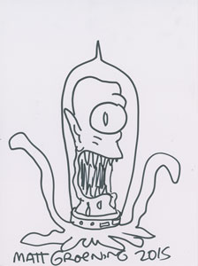 Lot #5473 Matt Groening Signed Sketch - Image 1