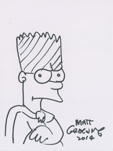 Lot #5474 Matt Groening Signed Sketch