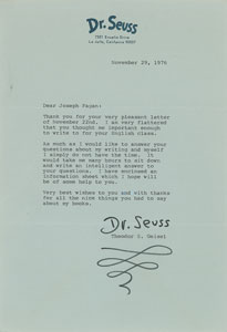 Lot #5523  Dr. Seuss Typed Letter Signed