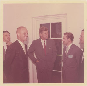 Lot #5542 John F. Kennedy, John Glenn, and Gherman Titov Original Vintage Photograph by Cecil Stoughton - Image 1